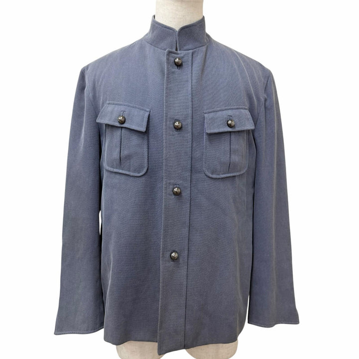 Great ARNYS PARIS Jacket Logo button stand collar safari jacket Blue gray