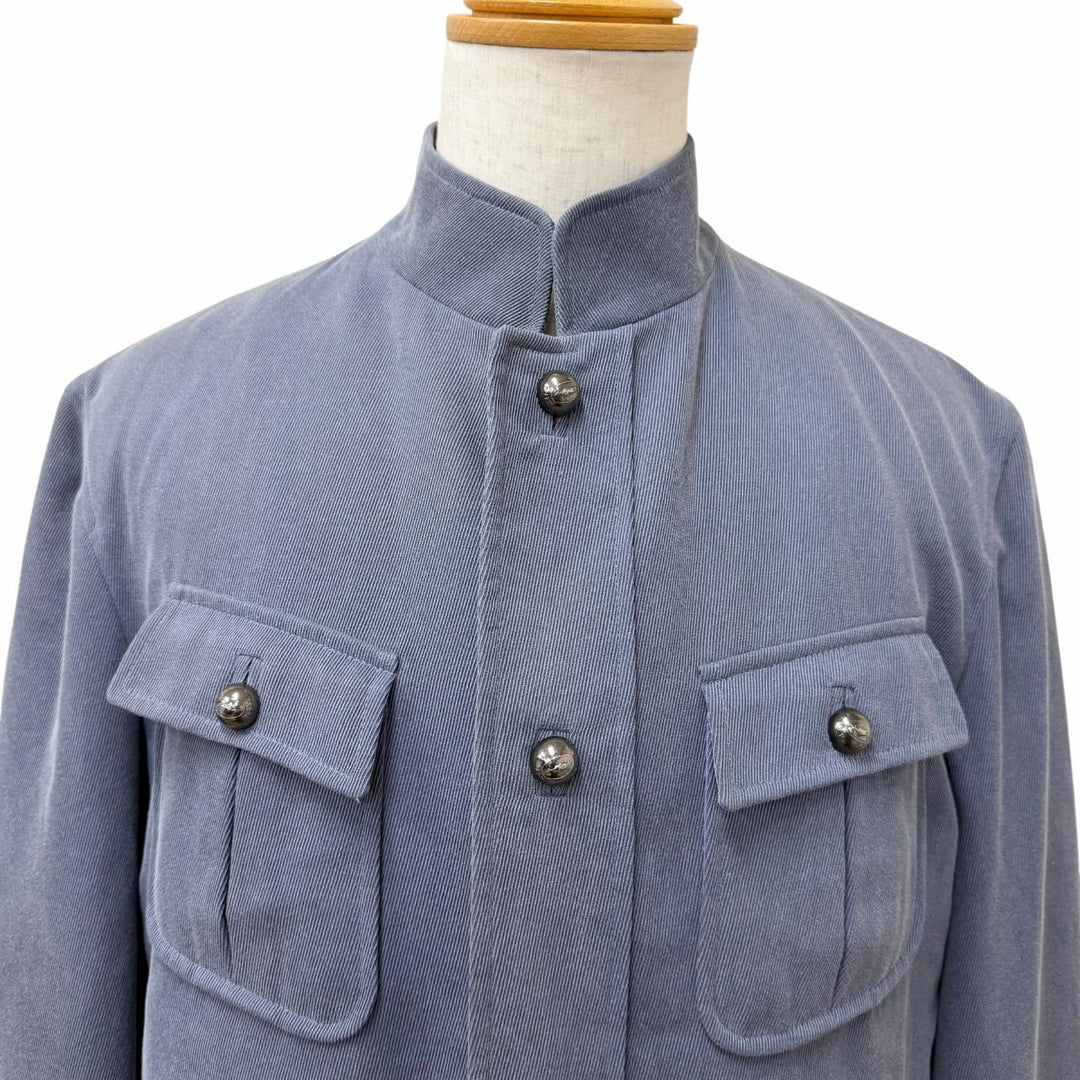 Great ARNYS PARIS Jacket Logo button stand collar safari jacket Blue gray