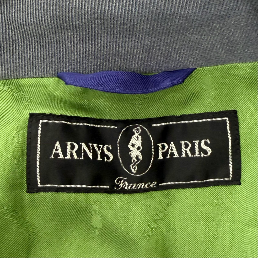Great ARNYS PARIS Jacket Logo button stand collar safari jacket Blue gray