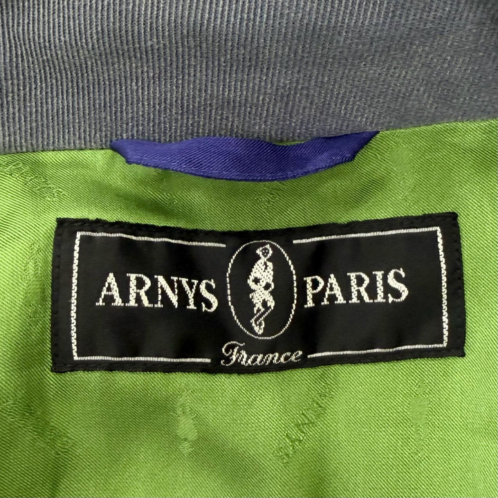 Great ARNYS PARIS Jacket Logo button stand collar safari jacket Blue gray