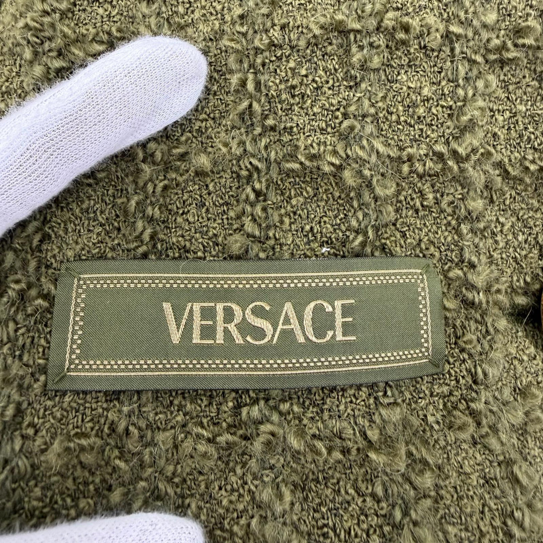 Pristine VERSACE coat Heritage Medusa Tweed Double-Breasted khaki 36 1015747