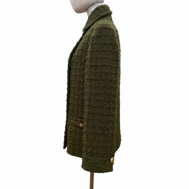 Pristine VERSACE coat Heritage Medusa Tweed Double-Breasted khaki 36 1015747