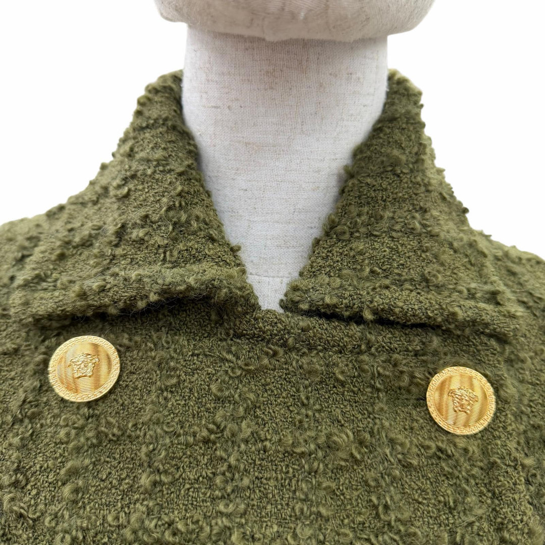 Pristine VERSACE coat Heritage Medusa Tweed Double-Breasted khaki 36 1015747