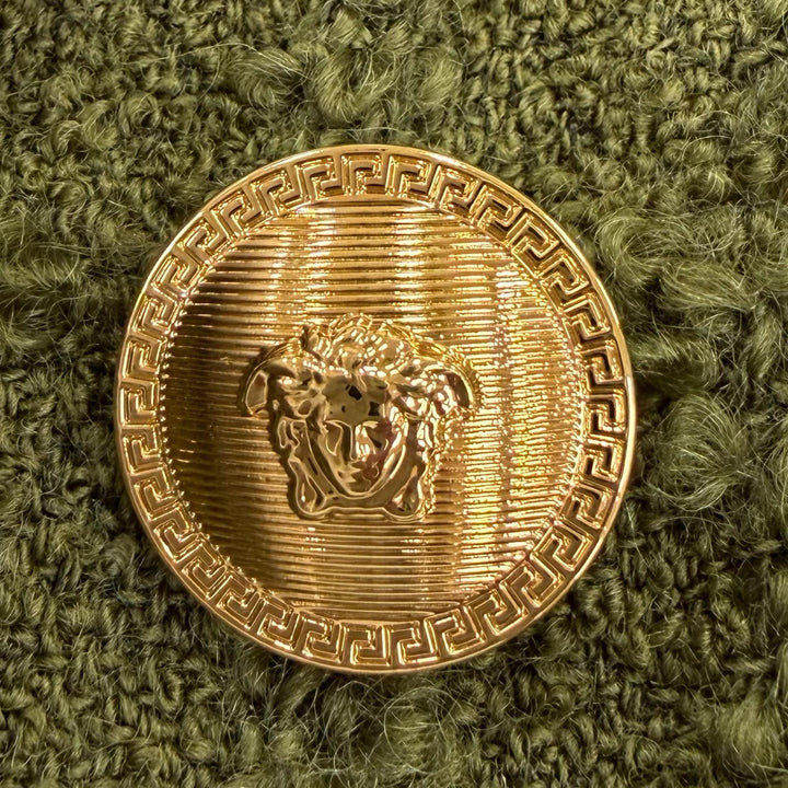 Pristine VERSACE coat Heritage Medusa Tweed Double-Breasted khaki 36 1015747