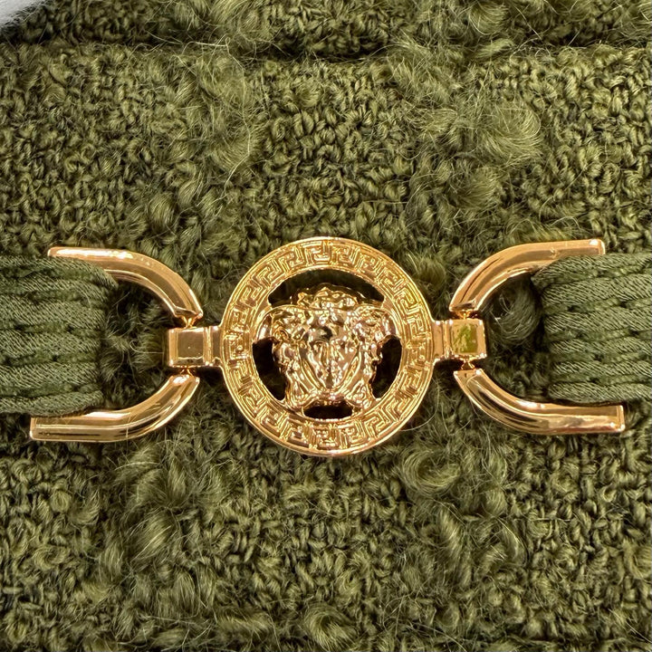 Pristine VERSACE coat Heritage Medusa Tweed Double-Breasted khaki 36 1015747