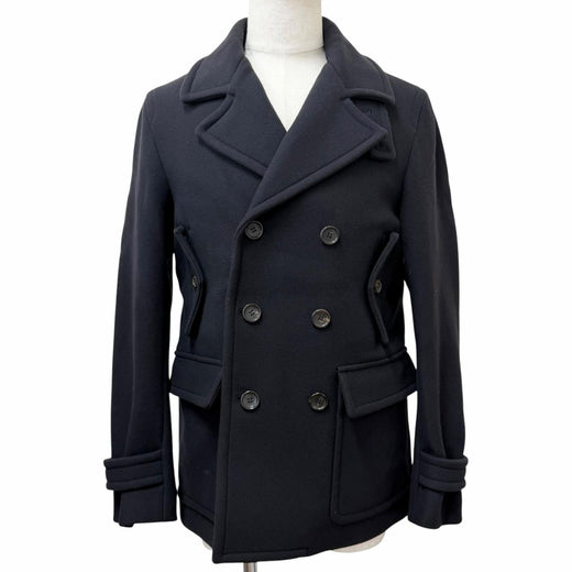 Great GUCCI pea coat Double-breasted mid-length coat Navy cotton mens 48 299025