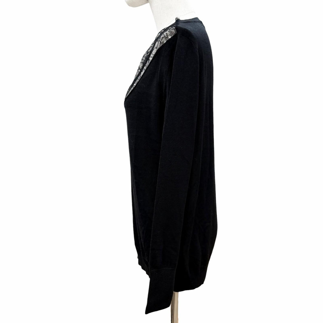 Excellent VALENTINO knit race switching black wool Women L 1B3KC35W7FB