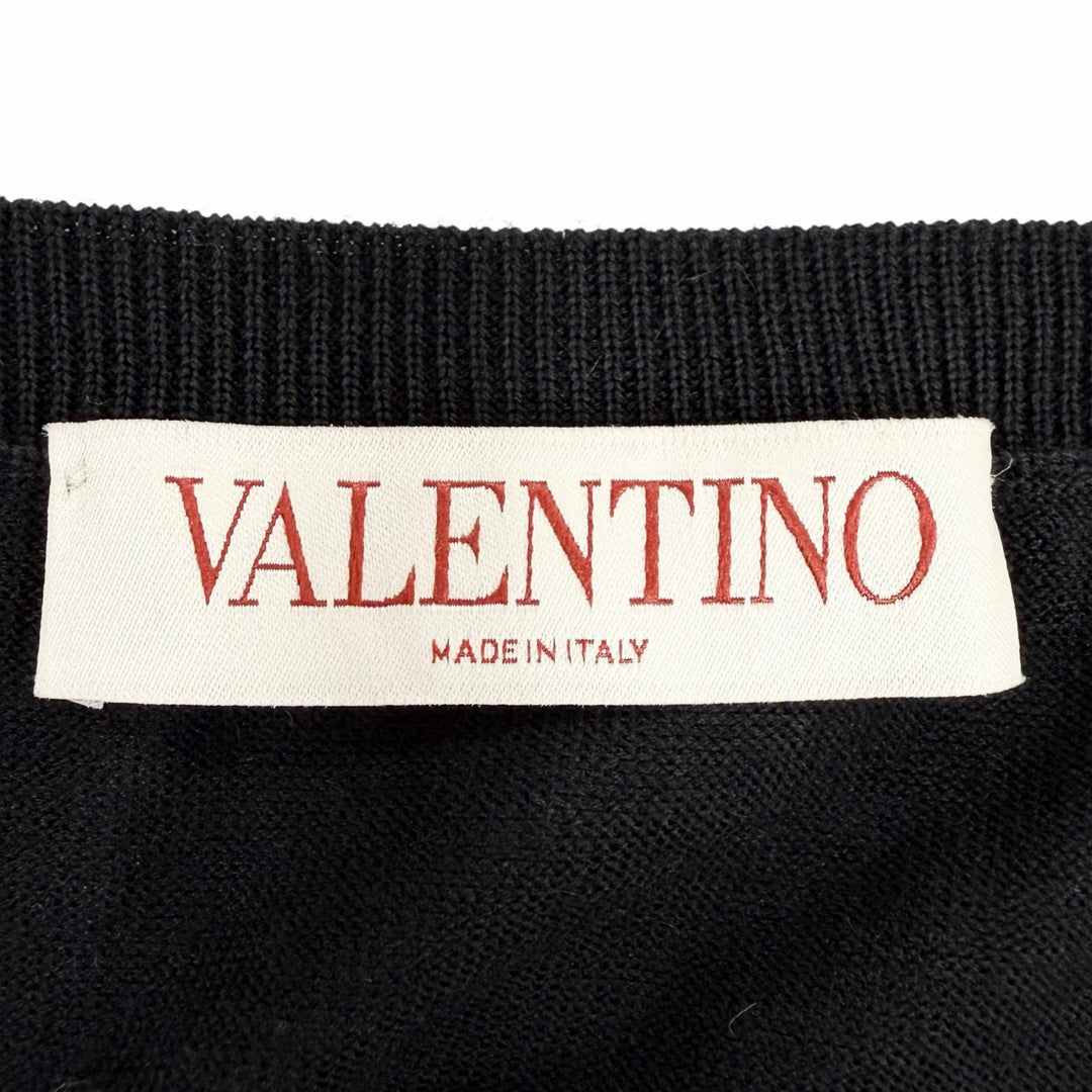 Excellent VALENTINO knit race switching black wool Women L 1B3KC35W7FB