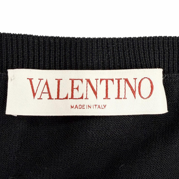 Excellent VALENTINO knit race switching black wool Women L 1B3KC35W7FB