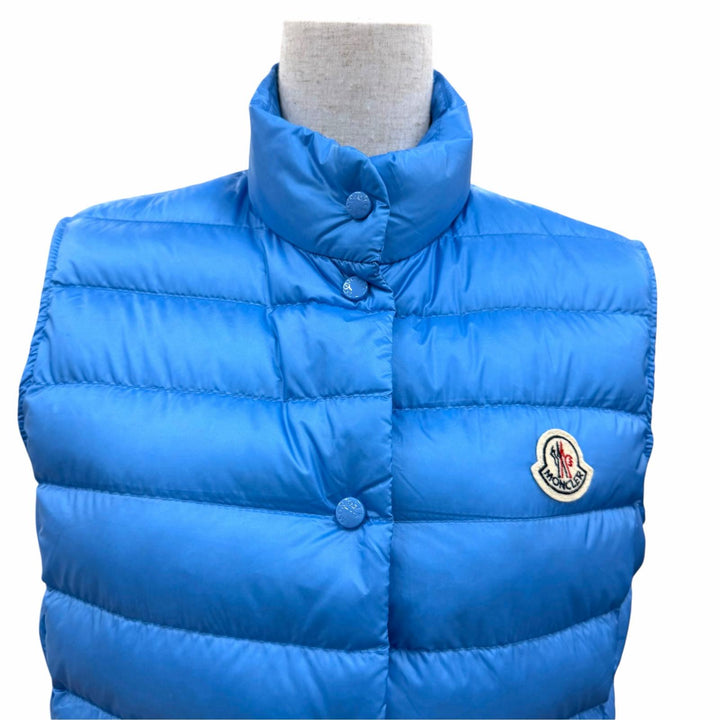 Great MONCLER Down vest LIANE GILET Logo patch, logo button, blue 1