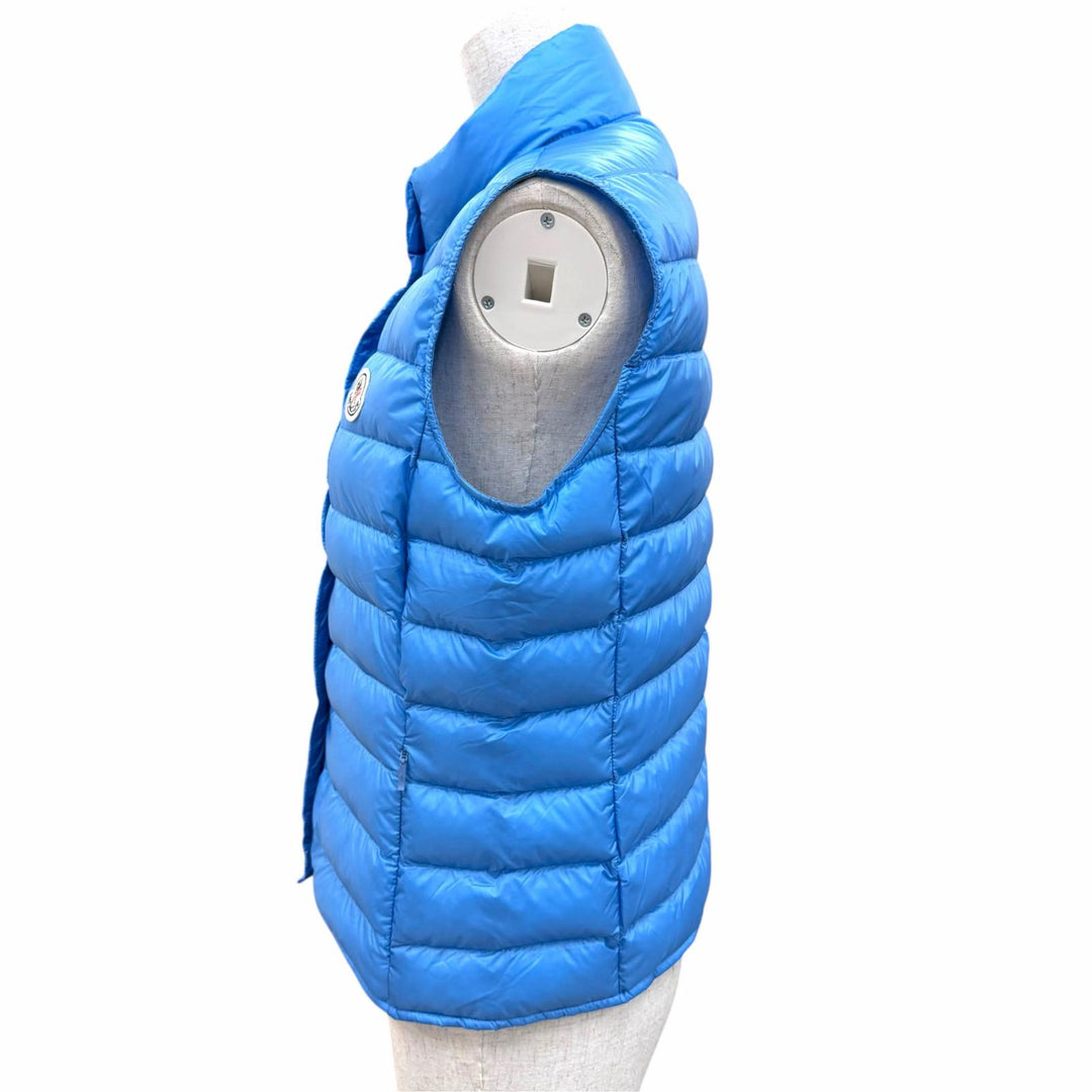 Great MONCLER Down vest LIANE GILET Logo patch, logo button, blue 1