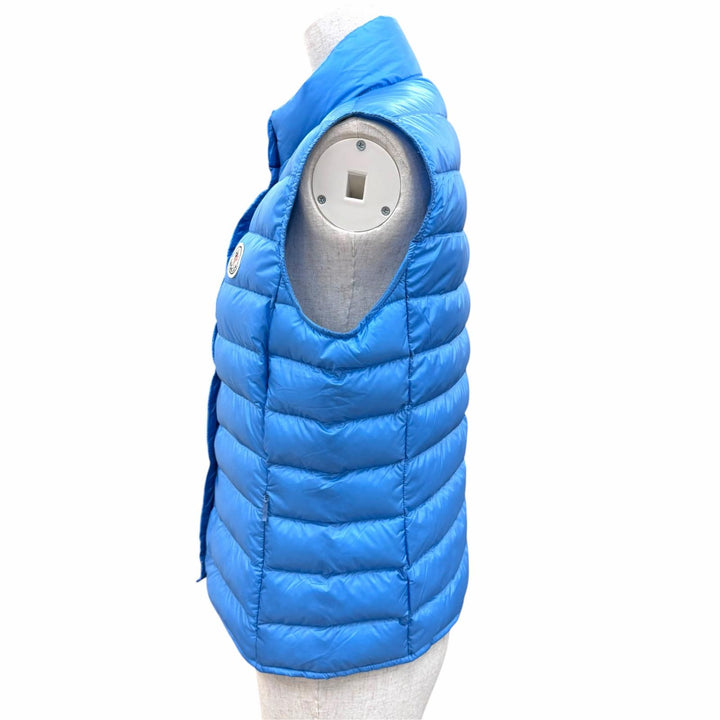 Great MONCLER Down vest LIANE GILET Logo patch, logo button, blue 1