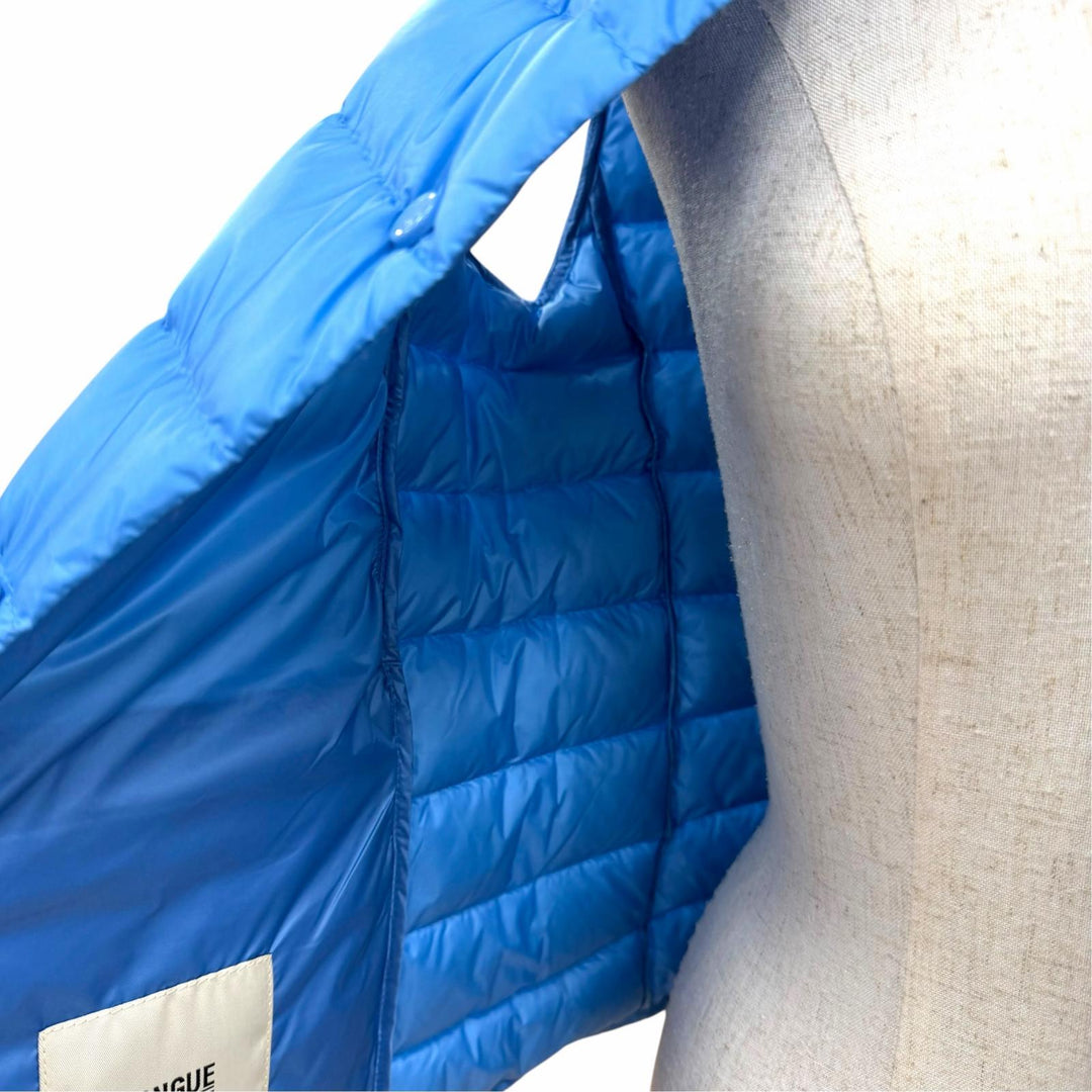 Great MONCLER Down vest LIANE GILET Logo patch, logo button, blue 1