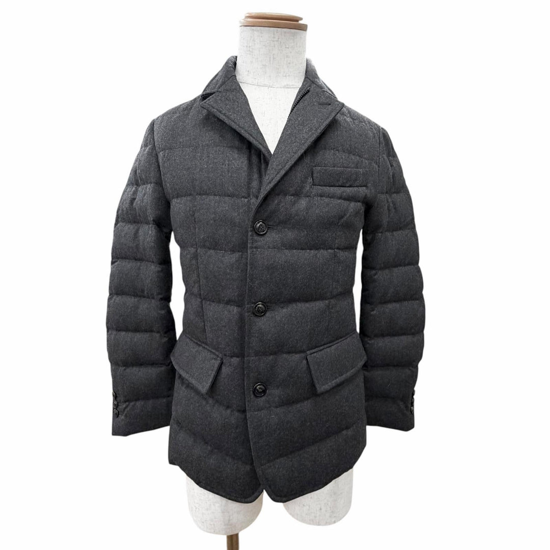 Excellent MONCLER Down jacket RODIN Logo button tailored style Charcoal gray 0