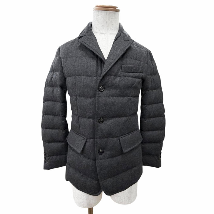 Excellent MONCLER Down jacket RODIN Logo button tailored style Charcoal gray 0