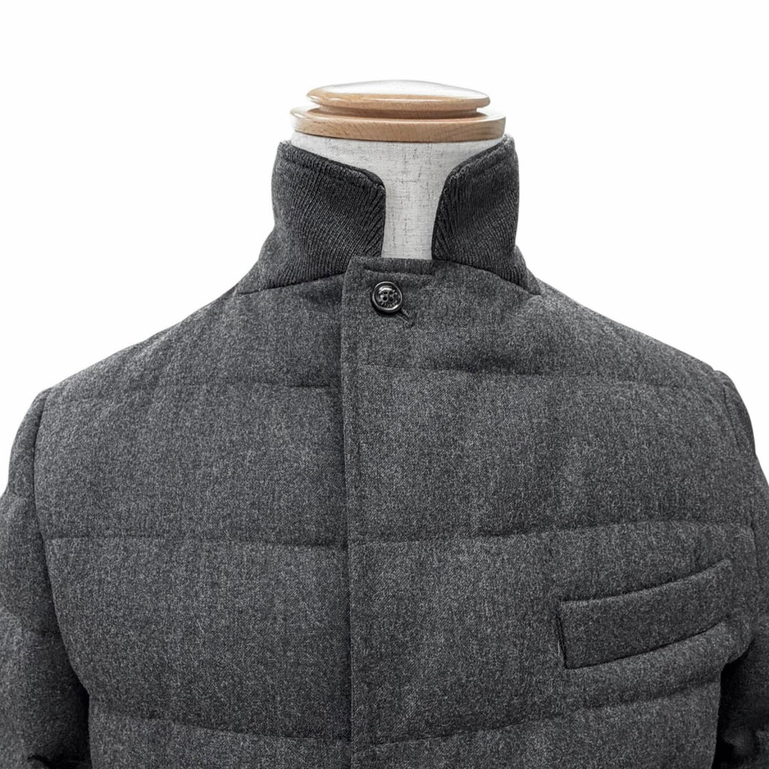 Excellent MONCLER Down jacket RODIN Logo button tailored style Charcoal gray 0