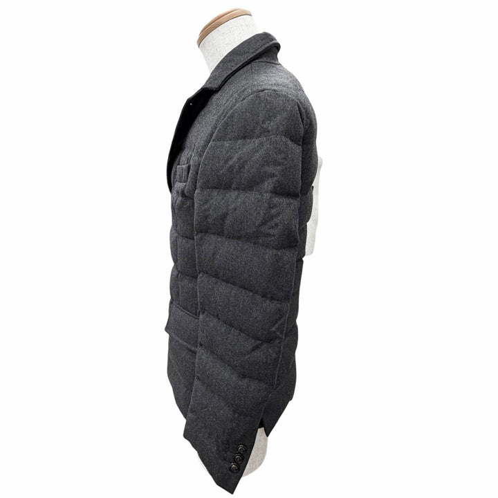 Excellent MONCLER Down jacket RODIN Logo button tailored style Charcoal gray 0