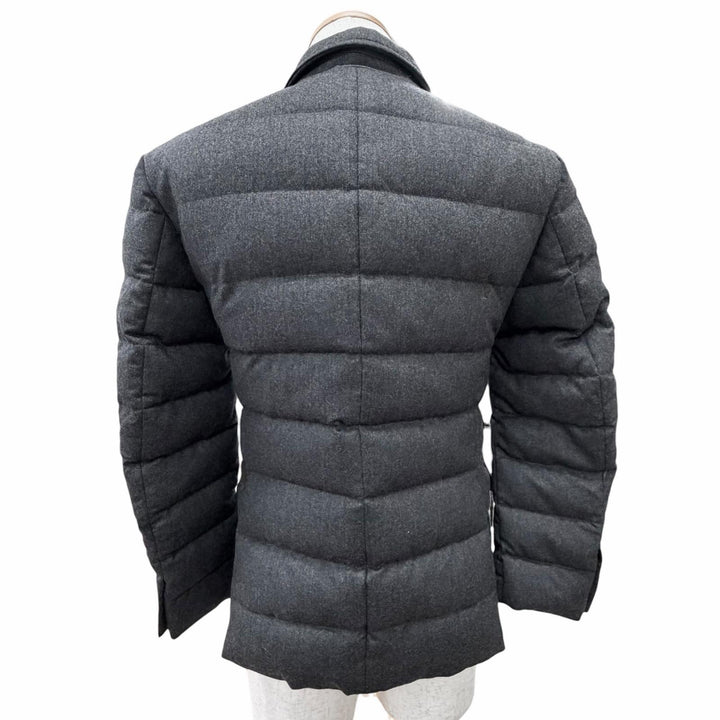 Excellent MONCLER Down jacket RODIN Logo button tailored style Charcoal gray 0