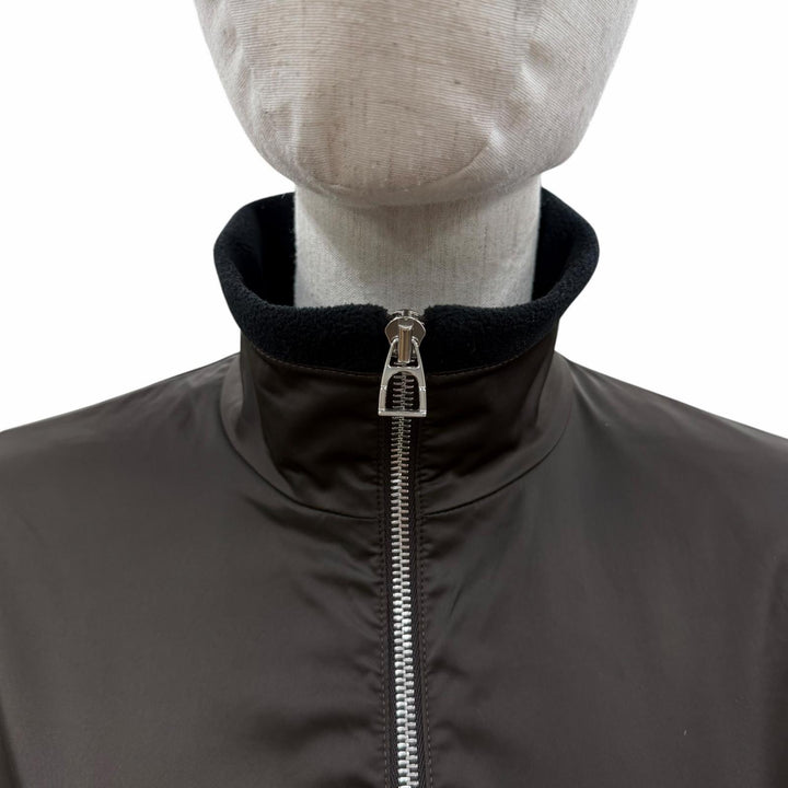 Excellent HERMES Jacket Fleece Warm-up Dark green Nylon Women M