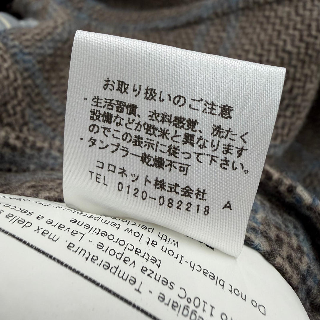 Excellent BOGLIOLI coat DOVER Check Pattern logo button Brown wool mens 46