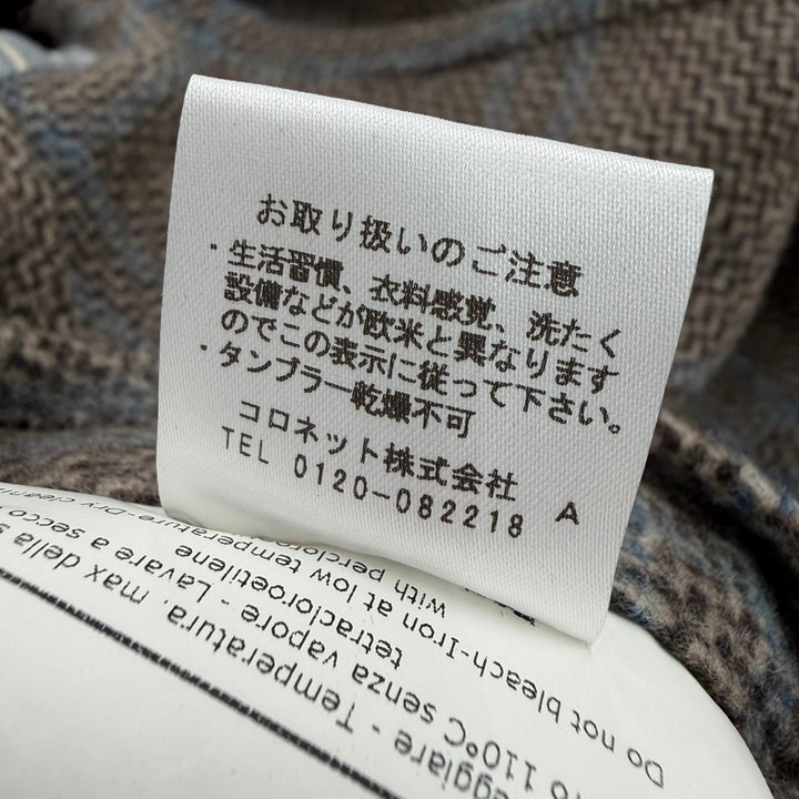 Excellent BOGLIOLI coat DOVER Check Pattern logo button Brown wool mens 46