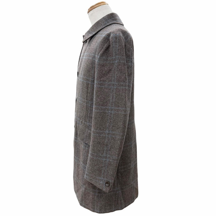 Excellent BOGLIOLI coat DOVER Check Pattern logo button Brown wool mens 46