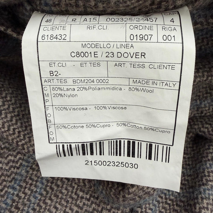 Excellent BOGLIOLI coat DOVER Check Pattern logo button Brown wool mens 46