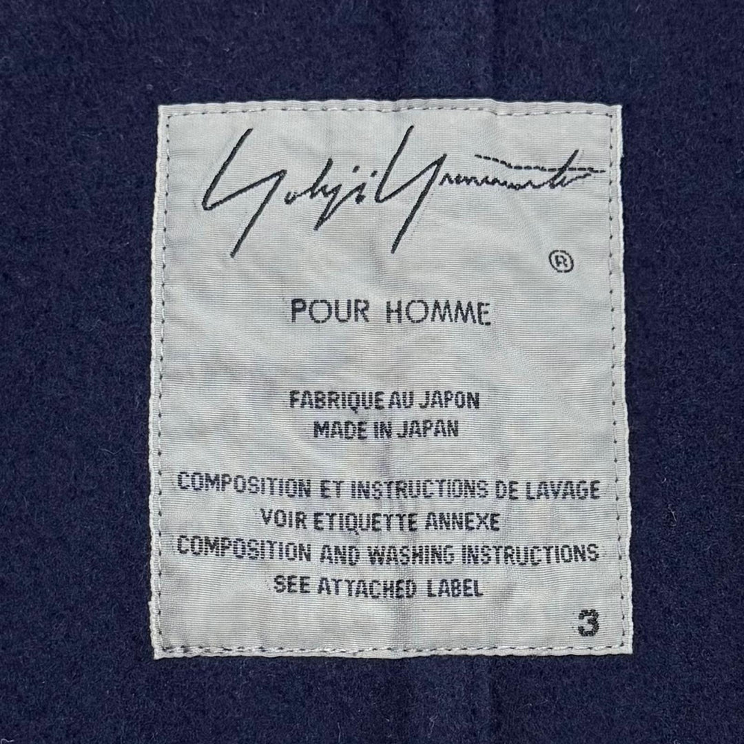 Great Yohji Yamamoto POUR HOMME poncho Wool Mossa Cape Coat Navy 3 HK-C34-156