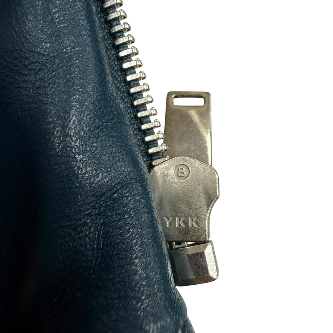 Great CELINE leather jacket Blue Sheep leather Women 38 2 5H99/4533