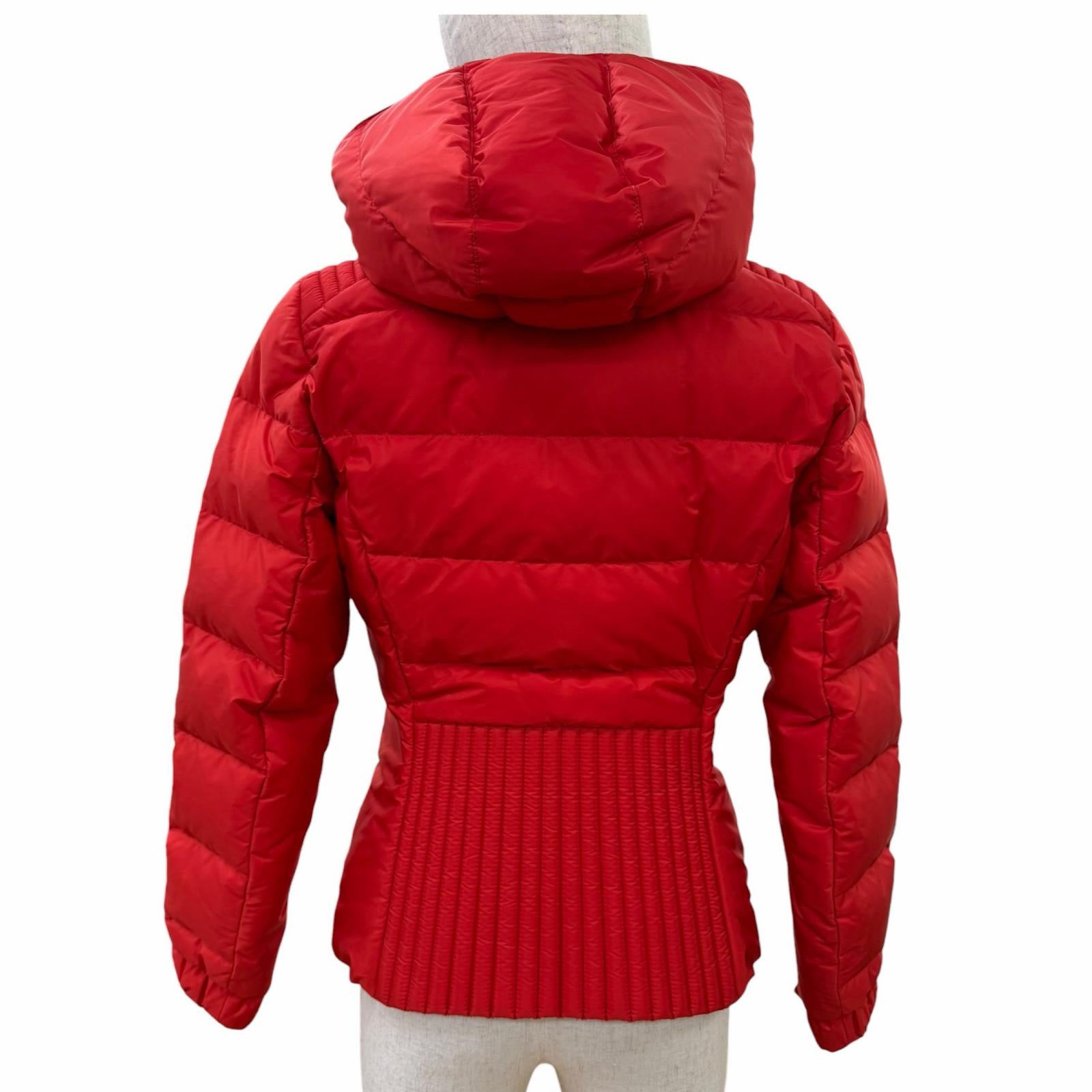Great PRADA Down jacket Triangle with logo, hooded, short length