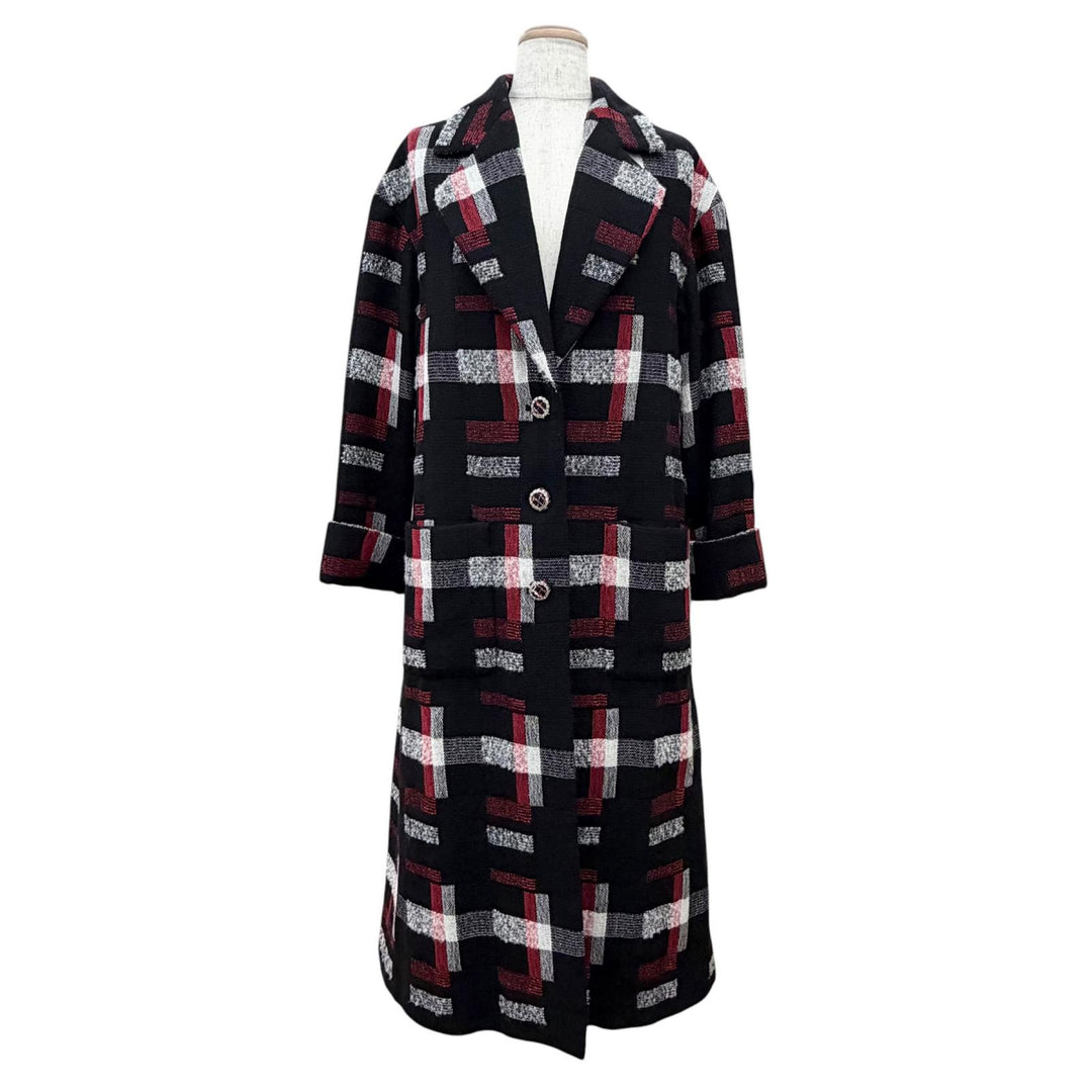 Excellent CHANEL coat COCO Mark Button All-Over Print Design 34 P75525V67204