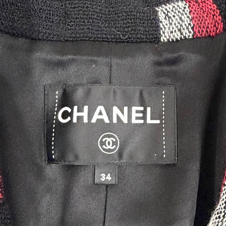 Excellent CHANEL coat COCO Mark Button All-Over Print Design 34 P75525V67204