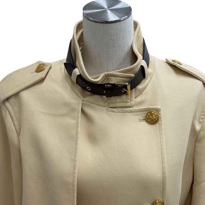 Excellent LOUIS VUITTON trench coat LV logo gold button belt color Rayon 38