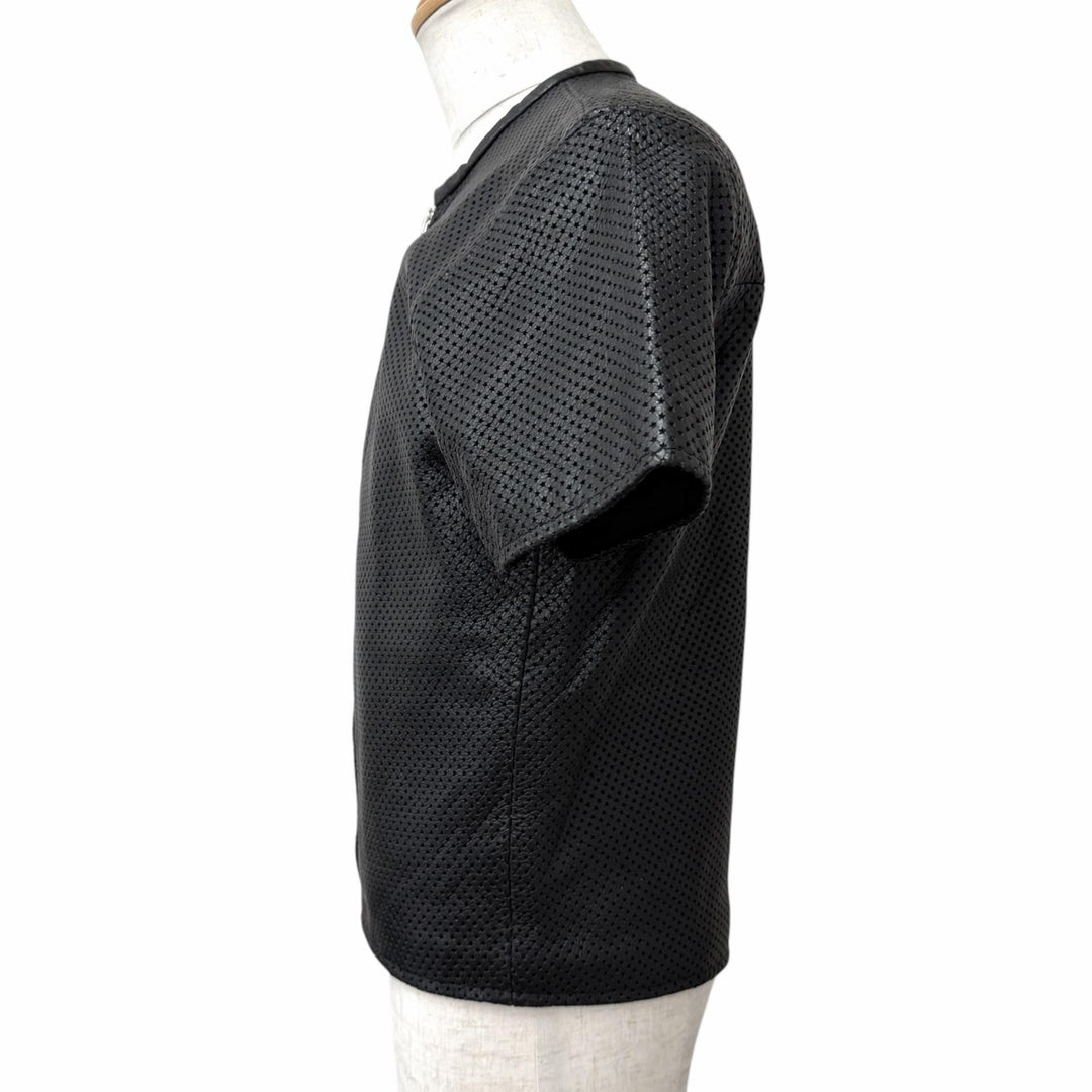 Discounted Great VANSON leather jacket Star Punching Short Sleeve black leather mens M