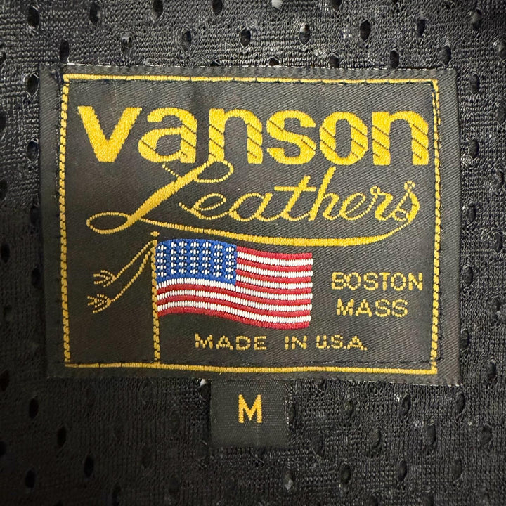 Discounted Great VANSON leather jacket Star Punching Short Sleeve black leather mens M