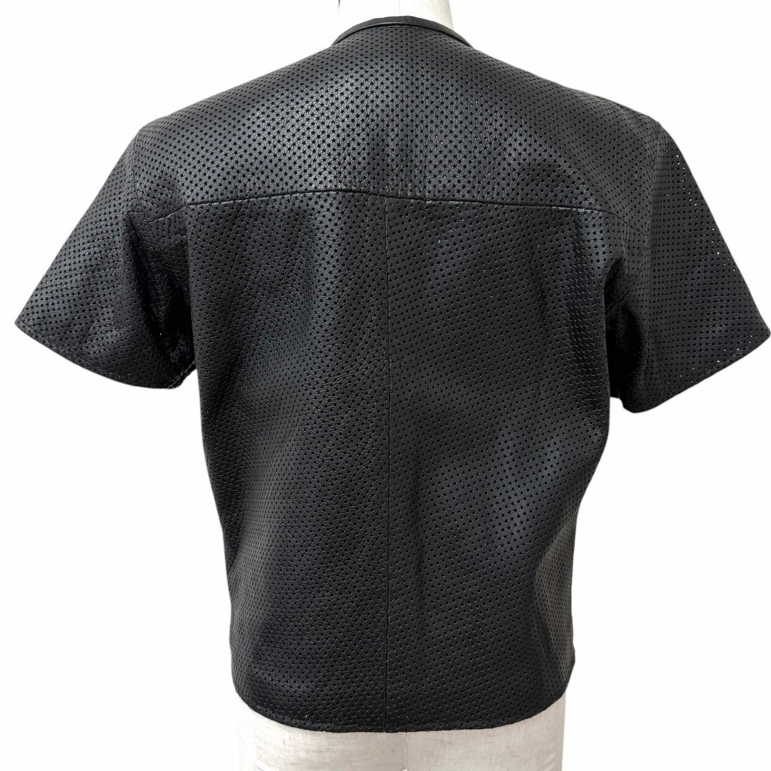 Discounted Great VANSON leather jacket Star Punching Short Sleeve black leather mens M