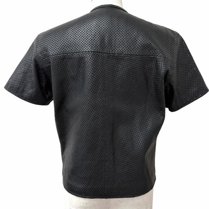 Discounted Great VANSON leather jacket Star Punching Short Sleeve black leather mens M