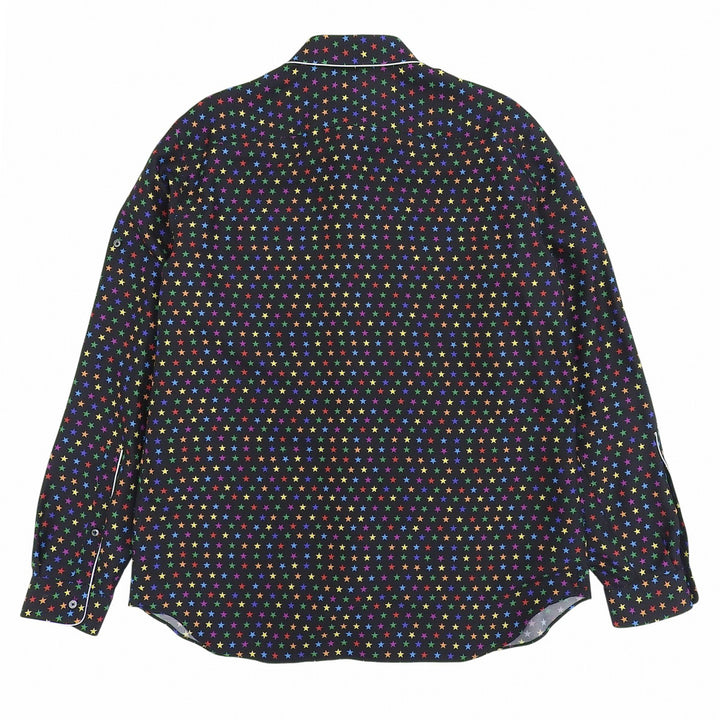 Excellent VALENTINO Long sleeve shirt Star pattern black silk 42 QV3ABA25EMN