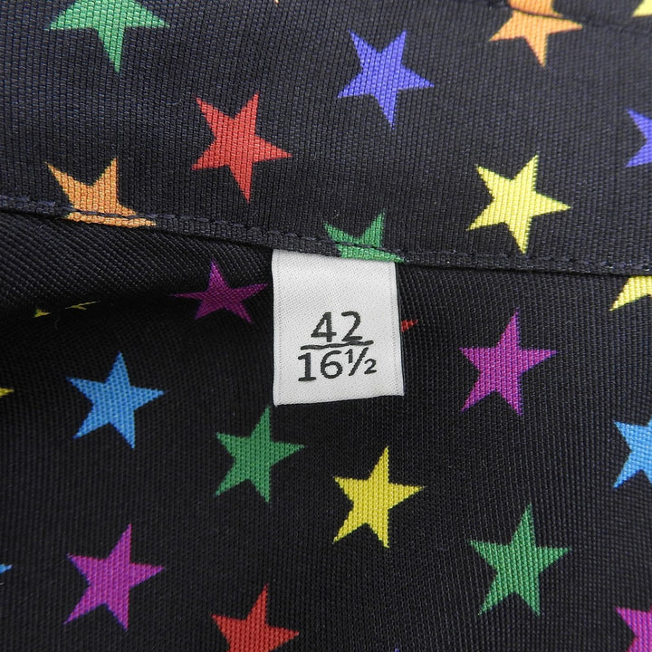 Excellent VALENTINO Long sleeve shirt Star pattern black silk 42 QV3ABA25EMN
