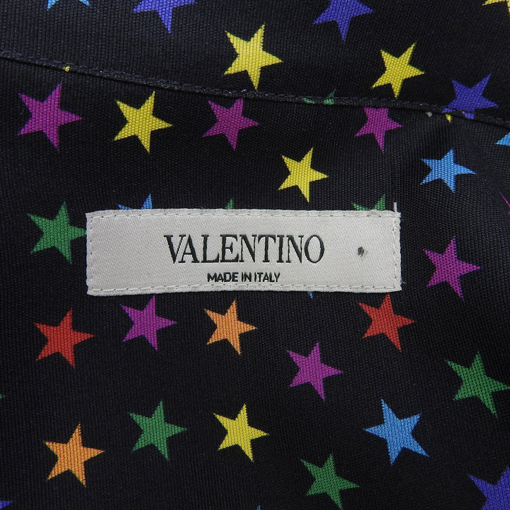 Excellent VALENTINO Long sleeve shirt Star pattern black silk 42 QV3ABA25EMN