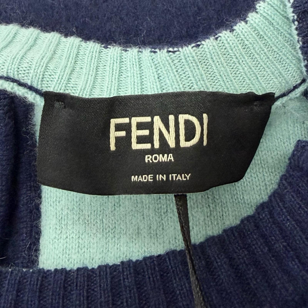 Pristine FENDI sweater FF logo patch brushed fabric long-sleeved knit