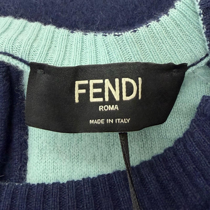 Pristine FENDI sweater FF logo patch brushed fabric long-sleeved knit