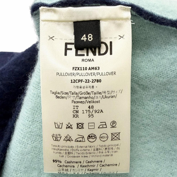 Pristine FENDI sweater FF logo patch brushed fabric long-sleeved knit