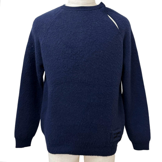 Pristine FENDI sweater FF logo patch brushed fabric long-sleeved knit