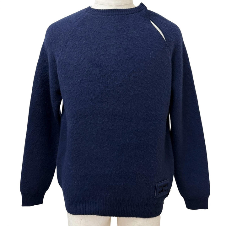 Pristine FENDI sweater FF logo patch brushed fabric long-sleeved knit