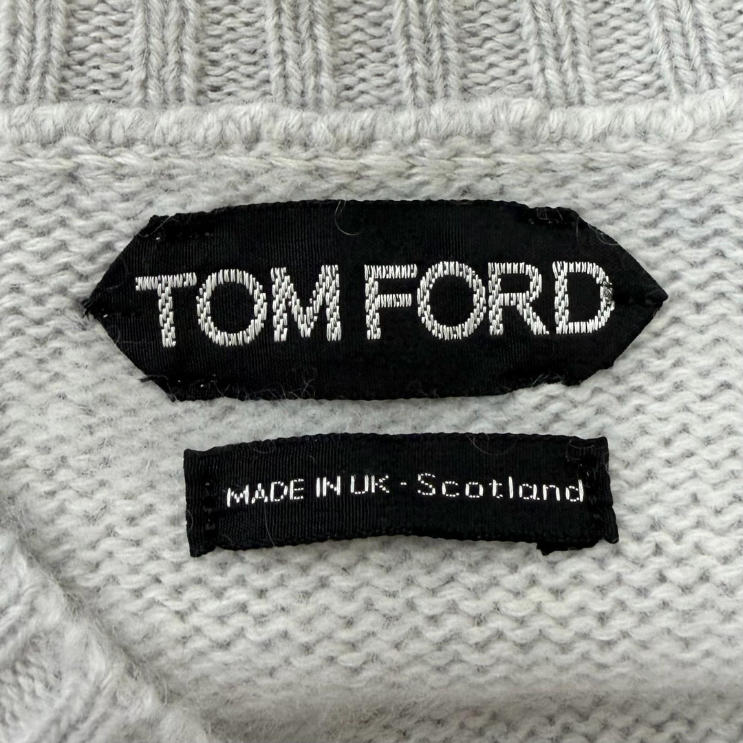 Great TOM FORD sweater V-neck brushed long-sleeve knit Light gray