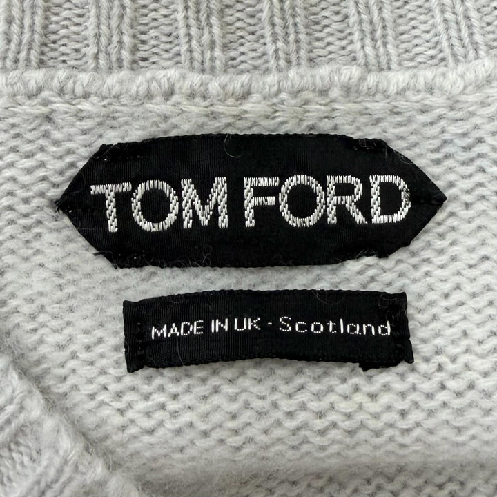 Great TOM FORD sweater V-neck brushed long-sleeve knit Light gray