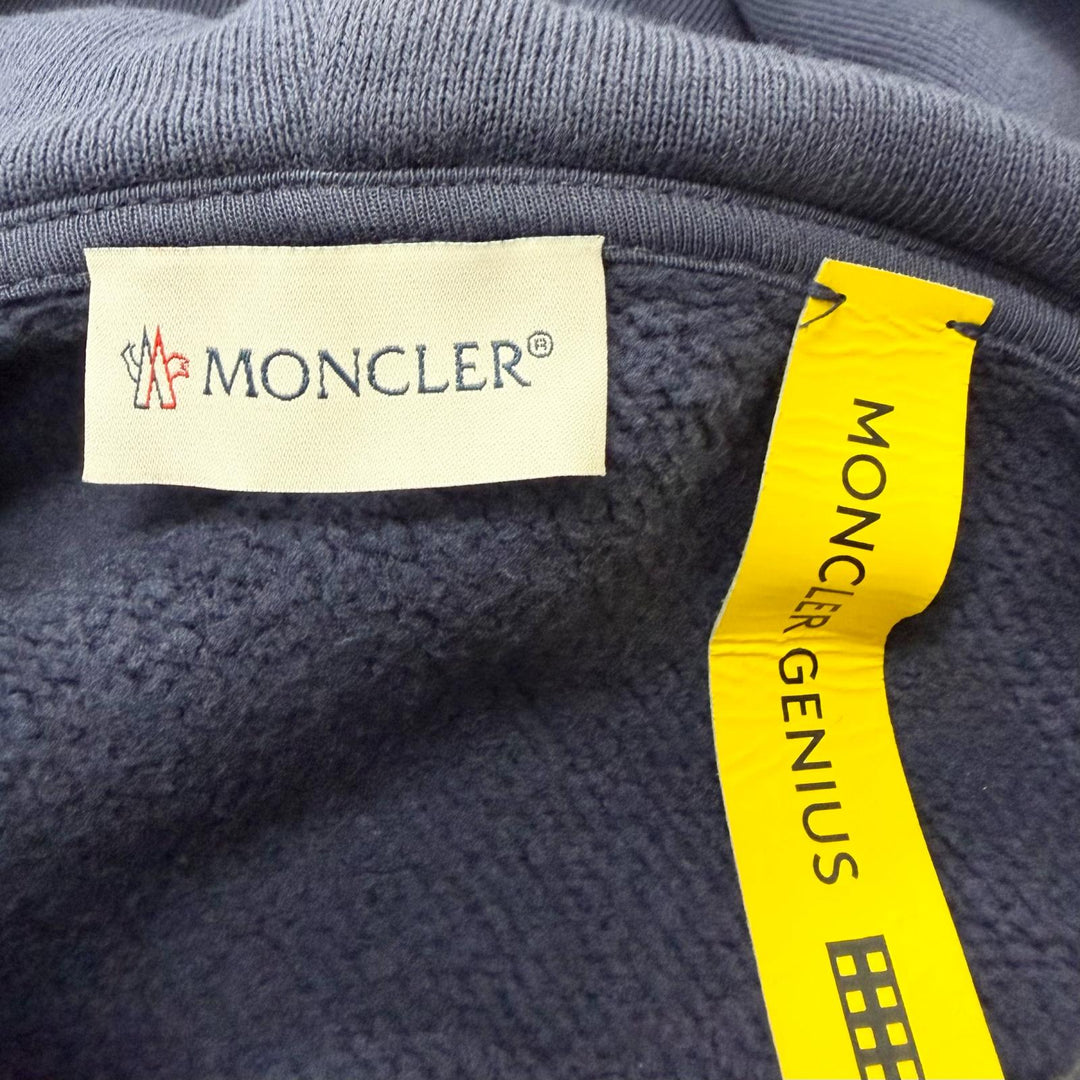 Pristine MONCLER GENIUS 8 Palm Angels hoodie Damage processing Navy