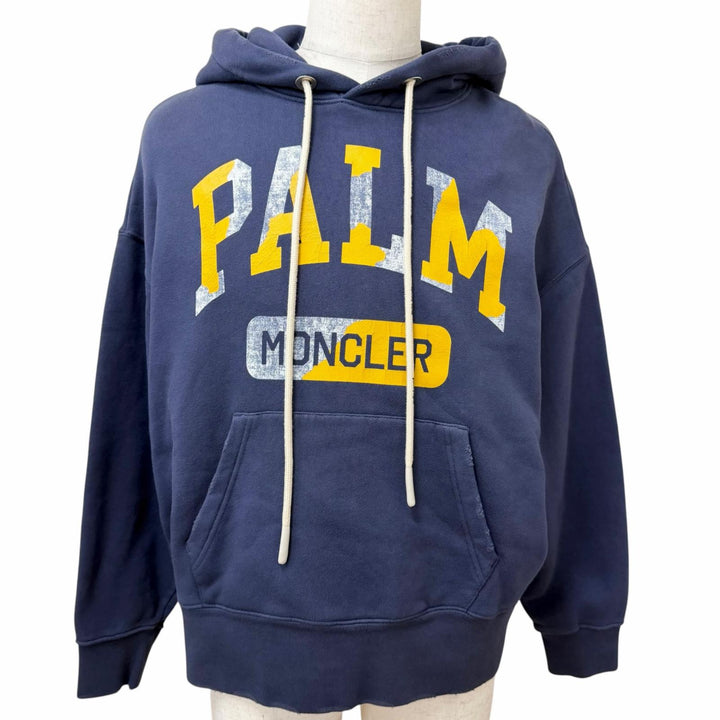 Pristine MONCLER GENIUS 8 Palm Angels hoodie Damage processing Navy