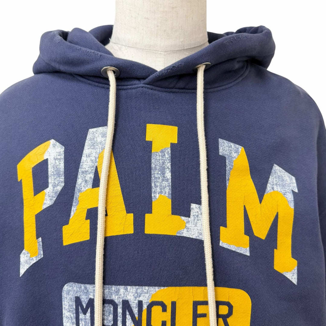 Pristine MONCLER GENIUS 8 Palm Angels hoodie Damage processing Navy